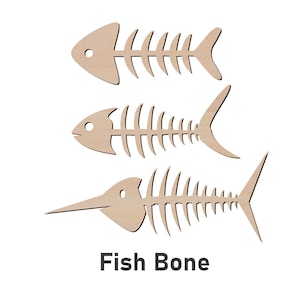 Découpe en bois d'os de poisson - Fournitures artisanales en bois vierges découpées au laser pour projet de bricolage, prêtes à peindre et à teindre Taille en 2 ~ 15"