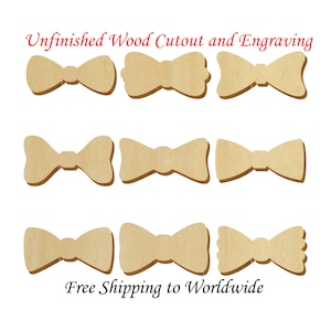 2 "~ 15" Band, Fliege, Fliege, Schmetterlingsknoten, Laser geschnitten unvollendeter Holzausschnitt für DIY Handwerk, Holz Rohling, Barber Logo