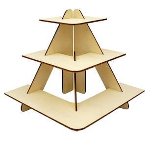 Portable Unfinished Wood 3 Tier Shelf Organizer Craft Booth Display ...