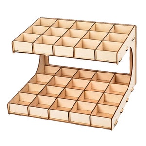 Support de peinture pour travaux manuels, étagère en bois, porte-pinceau pour grande collection de peinture, 2 couches, 35 grilles, 35 compartiments, support de rangement