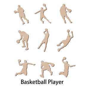 Basketball Player Wood Cutout - Laser Cut Unfinished Wooden Blank Art Craft Supplies for DIY Project, Ready to paint and Stain, in 2&quot; to 15&quot;