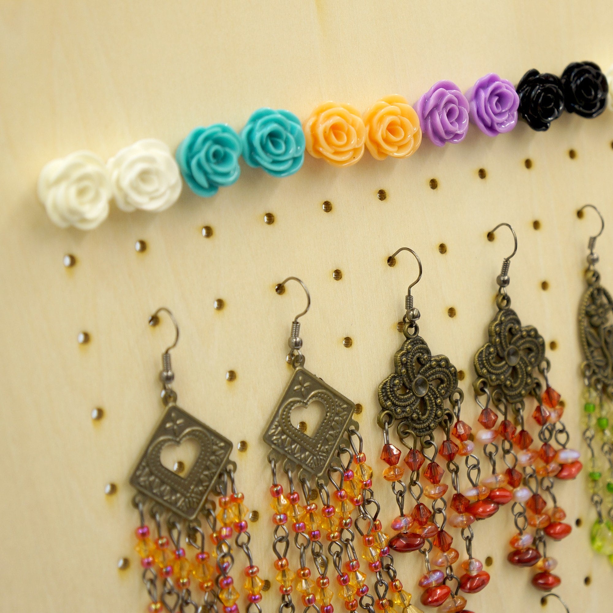Wood Pegboard Design Earrings Jewelry Display Stand for Stud Etsy