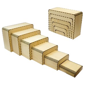 Portable Unfinished Wood Nesting Riser Stand Shelf Organizer Craft ...