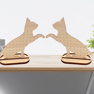 Kitten Cat Paw Stand up Wood Pegboard Design Earrings Jewelry Display Stand for Stud Post Dangle Drop Earrings