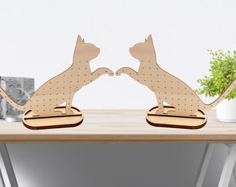 Kitten Cat Paw Stand up Wood Pegboard Design Earrings Jewelry Display Stand for Stud Post Dangle Drop Earrings