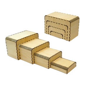 Portable Unfinished Wood Nesting Riser Stand Shelf Organizer Craft ...