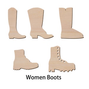 Vrouwen Lange Laarzen Schoen Hout Knipsel Laser Gesneden Onvoltooide Houten Blank Art Craft Supplies voor DIY Project, Klaar om te schilderen en Beitsen, in 2"~ 15"