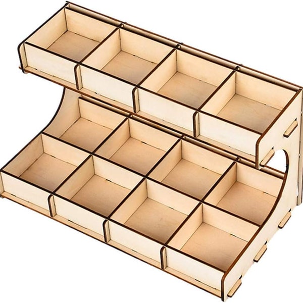 Support de peinture à monter soi-même étagère en bois, porte-pinceau pour grande collection de peinture, 2 couches, 12 grilles, support de rangement 12 compartiments