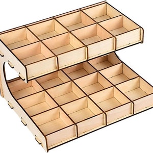 DIY Verfstandaard Houten Plank Verfhouder Borstelhouder voor grote verfcollectie 2 lagen 20 roosters, 20 vakken Opbergrek