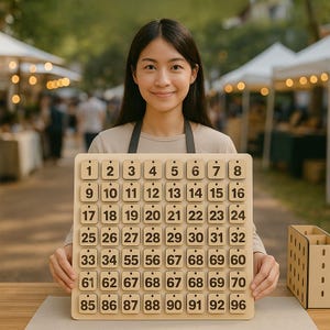 Wooden Number Tags | 4cm Square Numbered Tokens with Hole | Customizable Number Sets | DIY Crafts & Home Decor | Provide Custom Engraving