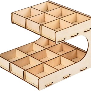 DIY Verfstandaard Houten Plank Verfhouder Borstelhouder voor grote verfcollectie 2 lagen 15 roosters, 15 vakken Opbergrek