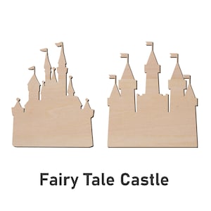 Fairy Tale Castle Wood Cut Out Shape - Wooden Word Laser Cut Art Craft Supplies for DIY Project, Ready to paint and Stain,Size in 1" to 15"