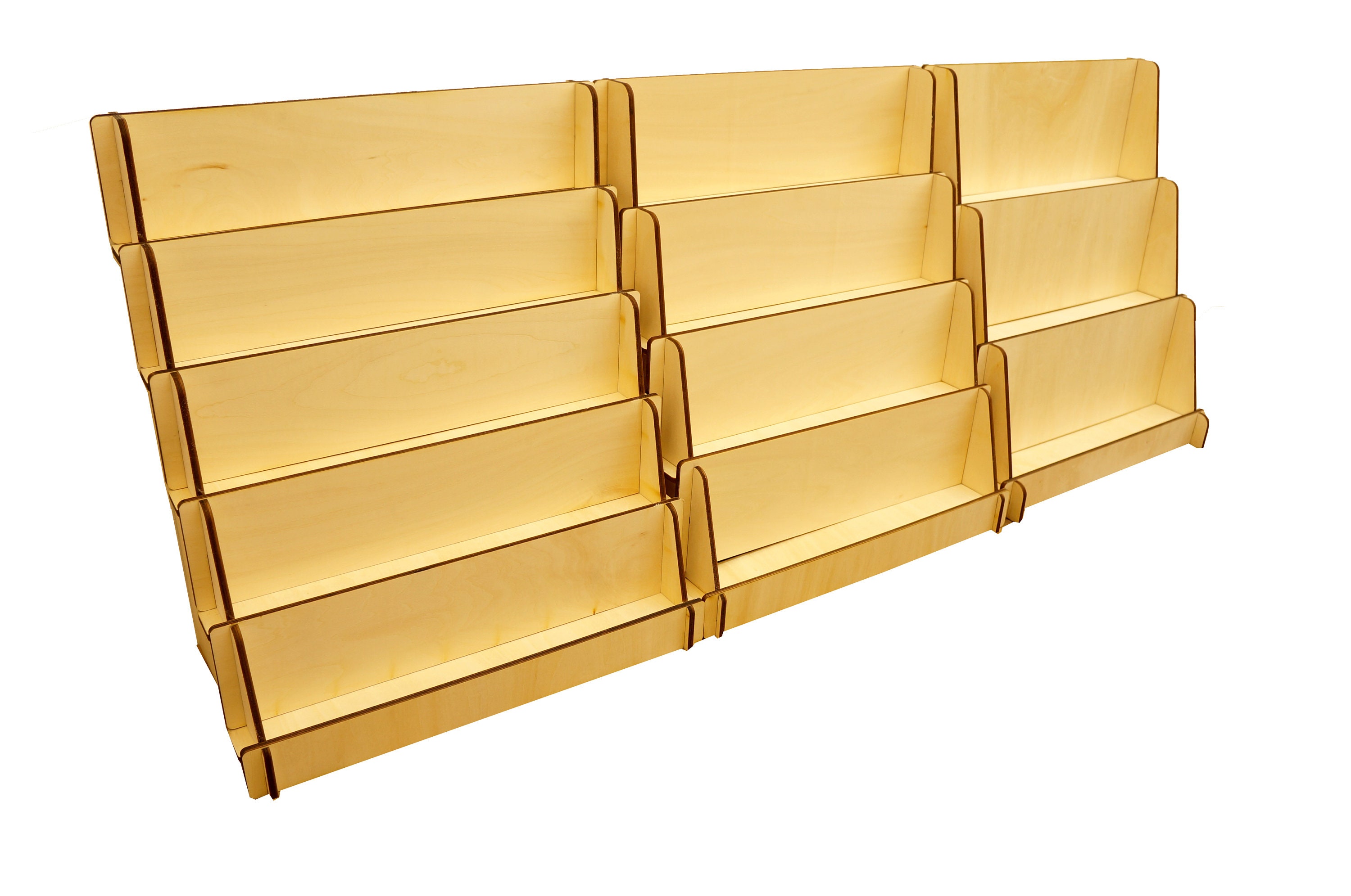 3/4/5 Tiers Wood Display Shelf Stand for Greeting Card, Postcard, Photo for DIY Craft Fair Trade Show Good for Personalized or Custom Logo