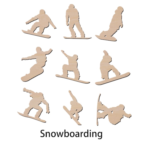 Snowboard Player Snowboarding Wood Cutout - Laser Cut Unfinished Wooden Blank Art Craft Supplies for DIY Project, Ready to paint and Stain