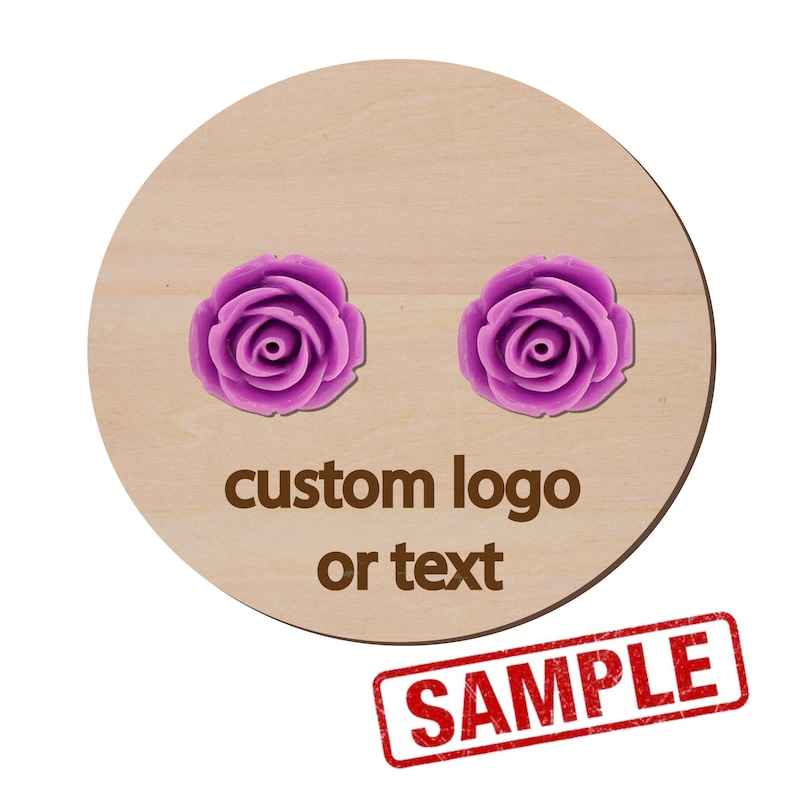 Available for Custom Logo or text Engraving Unfinished Wooden Round Circle Earring Display Cards Tags for Craft Fair Trade Show Retail Shop