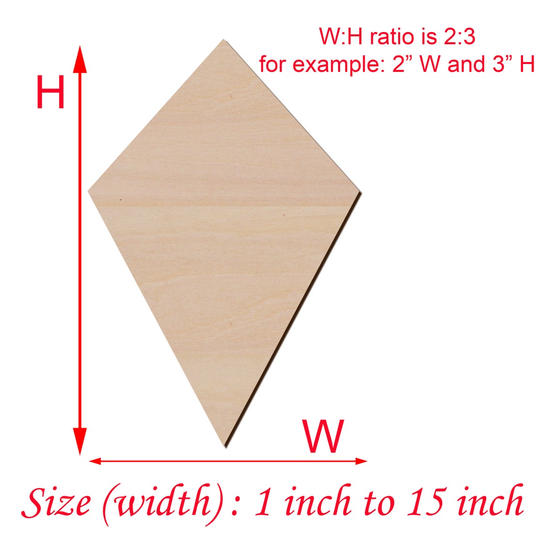 Kite Shape Wood Cutout Laser Cut Unfinished Wooden Blank Art Etsy