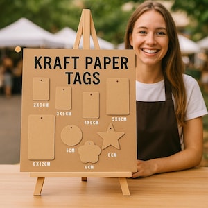 Étiquettes en papier kraft – 100 pièces | Plusieurs formes et tailles | Etiquettes cadeaux, Etiquettes de prix, Emballages DIY