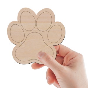 PAW Foot Print Wood Cutout Laser Cut Unfinished Wooden Blank Art Craft Supplies for DIY Project, Ready to paint and Stain, in 2" ~ 15"