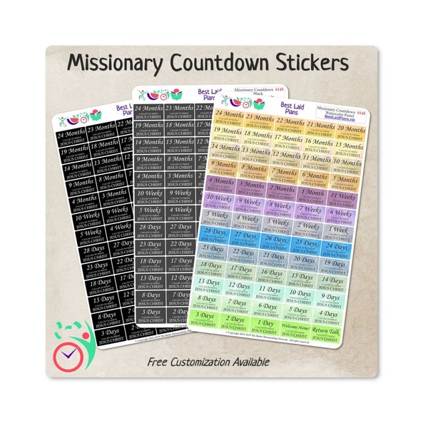 Planner Stickers Missionary Countdown Icons Bullet Journal