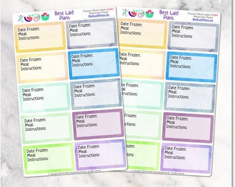 Freezer Meal Labels on Waterproof Vinyl - Watercolor Pastel - Customization Available