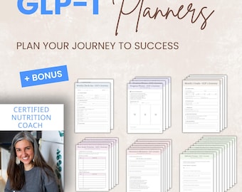 GLP-1 Planners with Monthly Goal Setting, Weekly Check-Ins, Reflection Prompt, Affirmations and Motivation