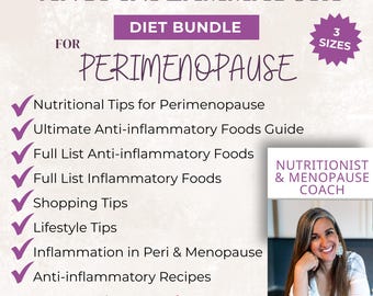 Perimenopause Anti-Inflammatory Diet Bundle: Food Guide, Grocery Lists, Recipes, Tips (PDF Download) 40% off