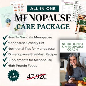 All-in-One Menopause Care Package: Nutrition Guides, Grocery Lists, Breakfast Recipes, Supplement Tips for Perimenopause & Menopause Support