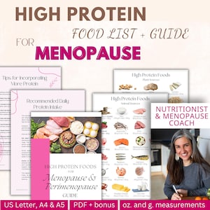 High Protein Foods Lists and Guide for Perimenopause and Menopause, with Calorie Values, High Protein Diet, Protein Food Chart, Protein Rich