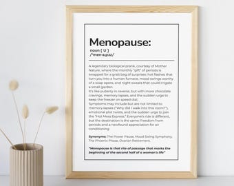 PDF Funny Menopause Definition Poster: Sassy Humor Gift (Digital Download A3, A4, A5)
