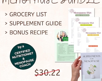 Pakiet wsparcia w okresie menopauzy: lista zakupów, suplementy i dodatkowy przepis (cyfrowy plik PDF)