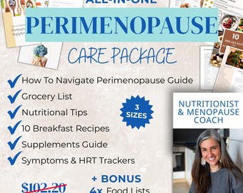 Perimenopause Support Bundle: Nutrition, Recipes, Supplements, Guides, Food Lists and Trackers - Save 60%