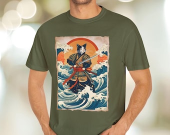 Camiseta de gato samurái: camiseta con diseño de guerrero japonés
