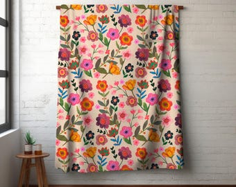 Boho Floral Throw Blanket - Birthday Gift, Woven Botanical Blanket, Two-Sided Print Microfiber, Flower Decor