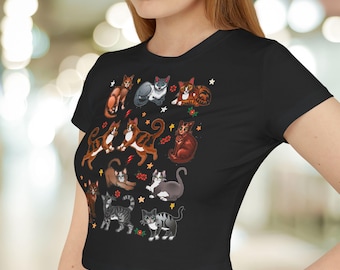 90s Tattooed Cat Baby Tee - Retro Cat Lover Shirt