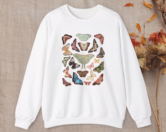 Sweat papillon : col rond Botanical Cottagecore vintage