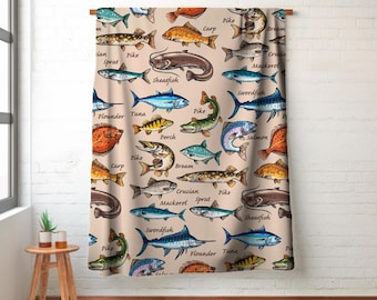 Freshwater Fish Blanket: Lake House Cabin Decor