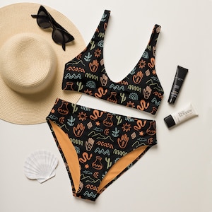 Western Matching Swimsuit Set for Mom and Daughter | Family Swimwear Recycled high-waisted bikini