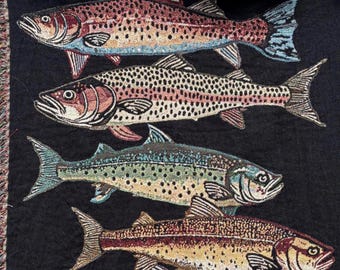 Woven Blanket, Fish Blanket, Father's  Gift, Ocean Vibes, Fisherman Aesthetic, Cozy Home Decor, Lake House Gift,
