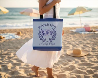 Mahjong Mom Gift, Large Tote Bag, Fun Shopping Bag for Mahjong Lovers, Grocery Bag & Whimsical Gift for Mahj players