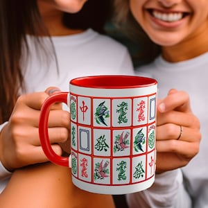 Mahjong Mug, mahjong hostess gift, housewarming gift, mahjong accessories, mahjong present, game night gift, vintage 1 bam