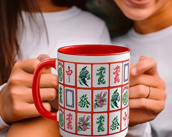 Mahjong Mug: Handcrafted Ceramic Coffee Cup, Game Night Gift