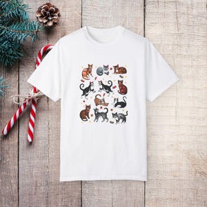 Tattooed Cat Mom Tee, Unisex Garment-Dyed T-shirt, 90S Cat Tattoo, Gift For Cat Lover, Retro Cat Tattoo Tee