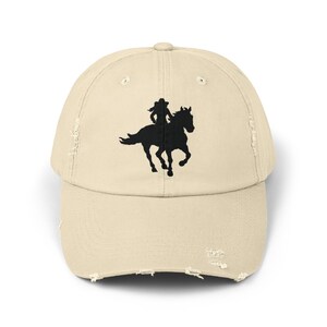 Cowgirl Horse Print Hat: Distressed Cotton Twill Western Hat