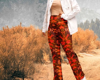 Leggings Boho Flare: Pantalones de yoga de poliéster reciclado de talle alto
