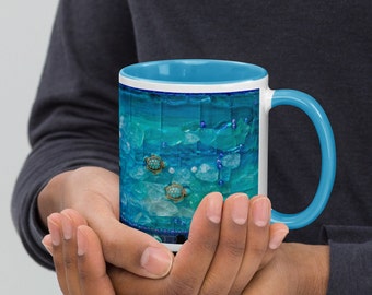 Regalo per amanti dell'arte, tazza artistica, tazza da caffè, tazza contemporanea, arte astratta, umorismo divertente, regalo per lei, tazza a forma di gatto, tazza con arte, tazza con colori all'interno