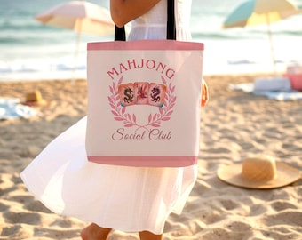 Mahjong Mom Gift, Large Tote Bag, Fun Shopping Bag for Mahjong Lovers, Grocery Bag & Whimsical Gift for Mahj players