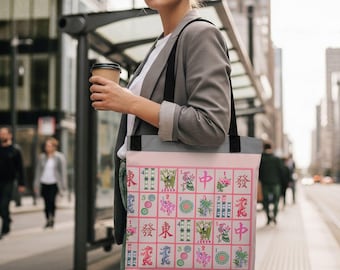 Mahjong Mom Gift, Large Tote Bag, Fun Shopping Bag for Game night, Grocery purse & Mahj players Whimsical Present