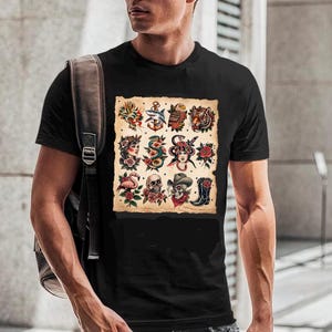 Vintage Tattoo Flash Graphic Tee - Comfort Colors - American Traditional
