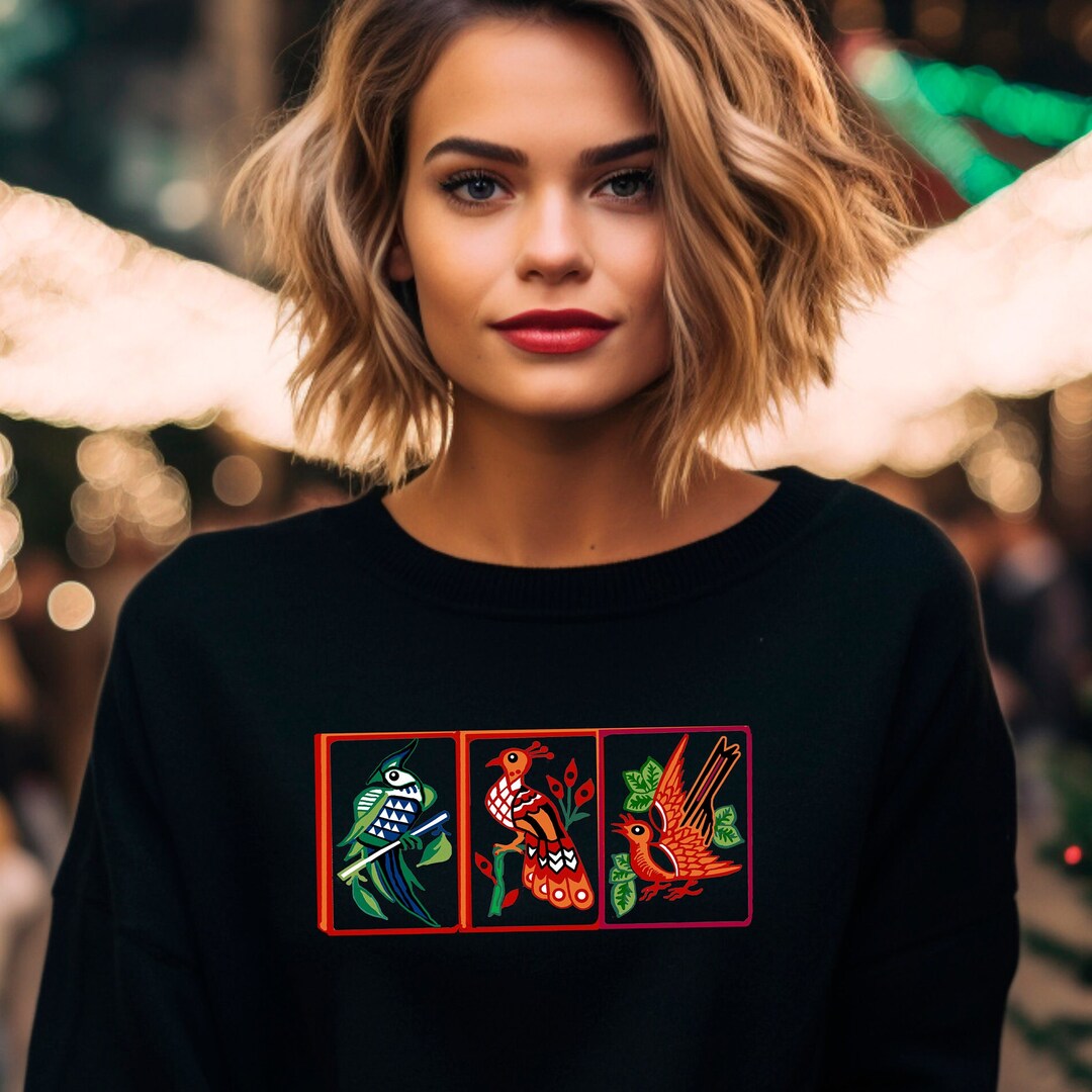 Lemon Yellow Mahjong “Bird Bam Queen” Sequin Tile Sweatshirt main image 0