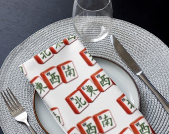 Servilletas de Mahjong: Juego de servilletas de tela de poliéster, decoración para noches de juegos.